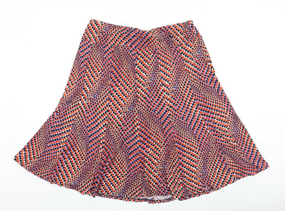 Nightingales Womens Multicoloured Geometric Viscose Skater Skirt Size 34 in