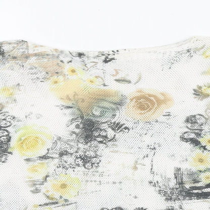Luisa Ricci Womens White Boat Neck Floral Polyester Pullover Jumper Size S - Batwing