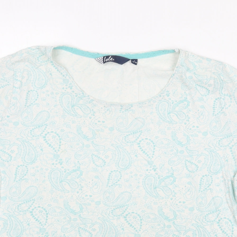 Womens UK Size L Isle Green Basic T-Shirt
