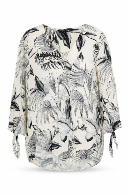 Dorothy Perkins Womens White Geometric Viscose Basic Blouse Size 8 V-Neck - Leaf Print
