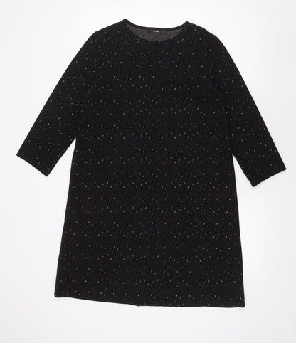 George Womens Black Geometric Polyester A-Line Size 12 Round Neck Pullover