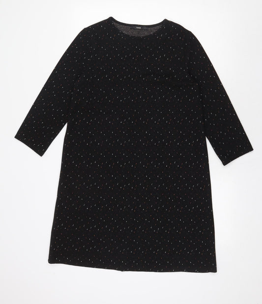 George Womens Black Geometric Polyester A-Line Size 12 Round Neck Pullover