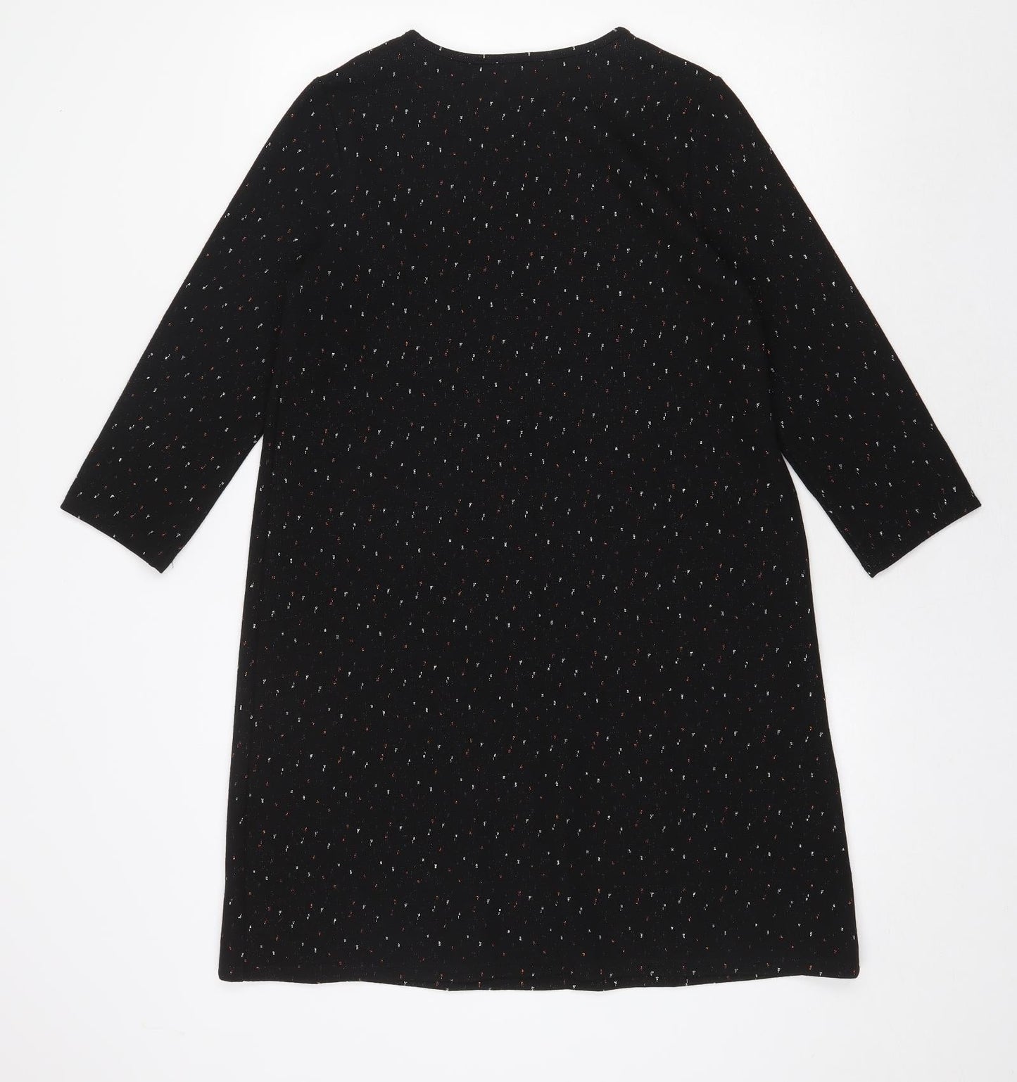 George Womens Black Geometric Polyester A-Line Size 12 Round Neck Pullover