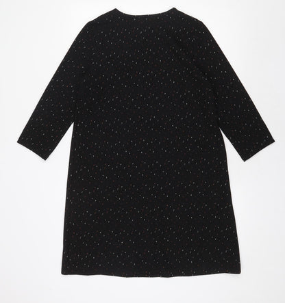 George Womens Black Geometric Polyester A-Line Size 12 Round Neck Pullover