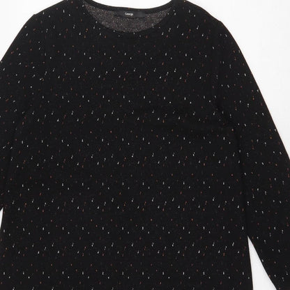 George Womens Black Geometric Polyester A-Line Size 12 Round Neck Pullover