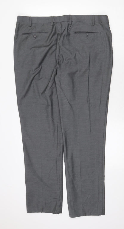 Primark Mens Grey Polyester Trousers Size 38 in Regular Zip
