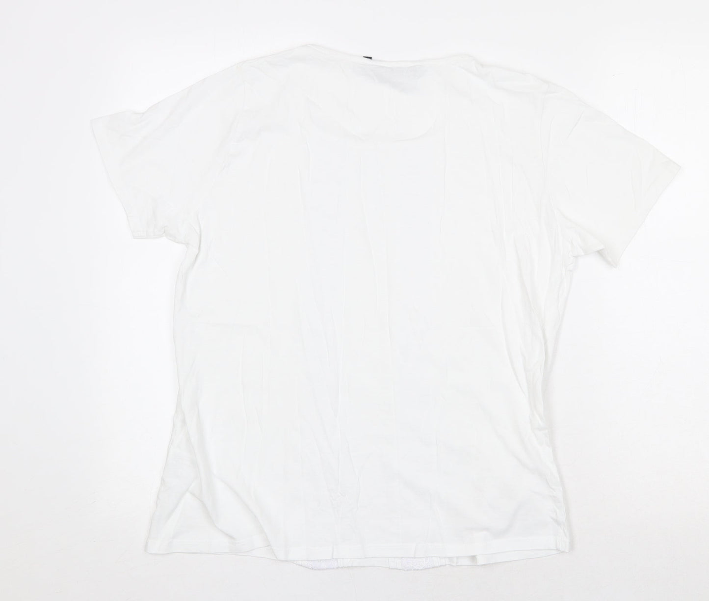 EWM Womens White 100% Cotton Basic T-Shirt Size M Scoop Neck