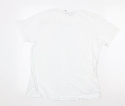 EWM Womens White 100% Cotton Basic T-Shirt Size M Scoop Neck