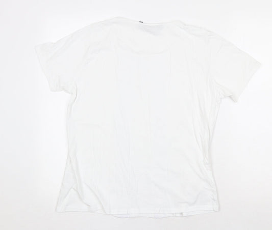 EWM Womens White 100% Cotton Basic T-Shirt Size M Scoop Neck