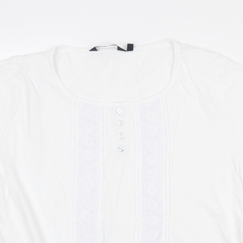 EWM Womens White 100% Cotton Basic T-Shirt Size M Scoop Neck