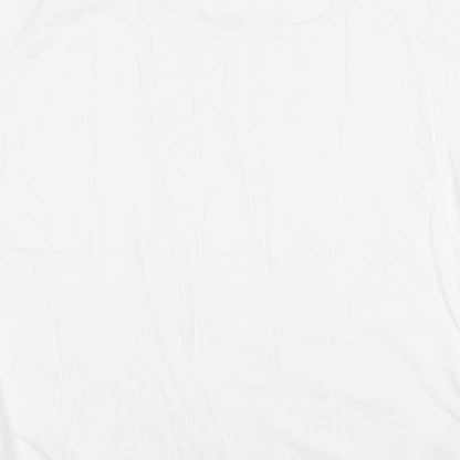 EWM Womens White 100% Cotton Basic T-Shirt Size M Scoop Neck