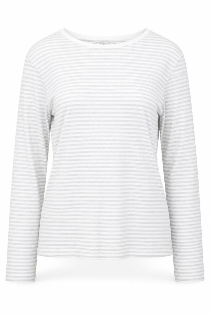 Primark Womens Grey Striped Cotton Basic Blouse Size S Boat Neck