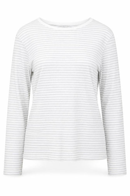 Primark Womens Grey Striped Cotton Basic Blouse Size S Boat Neck