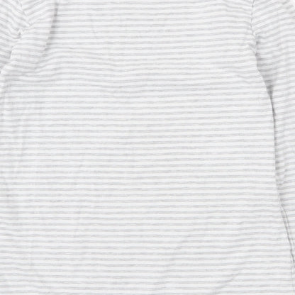 Primark Womens Grey Striped Cotton Basic Blouse Size S Boat Neck