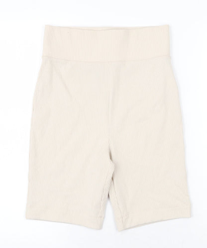 Marks and Spencer Womens Beige Polyester Compression Shorts Size S Regular Pull On - Ribbed