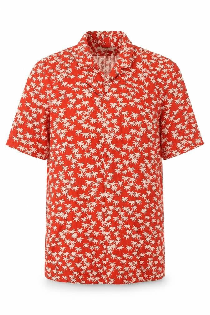 Mens UK Size S Marks and Spencer Red  Button-Up Short Sleeve Casual Shirt