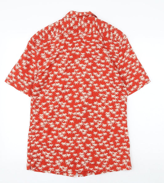 Mens UK Size S Marks and Spencer Red  Button-Up Short Sleeve Casual Shirt