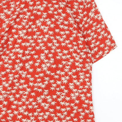 Mens UK Size S Marks and Spencer Red  Button-Up Short Sleeve Casual Shirt