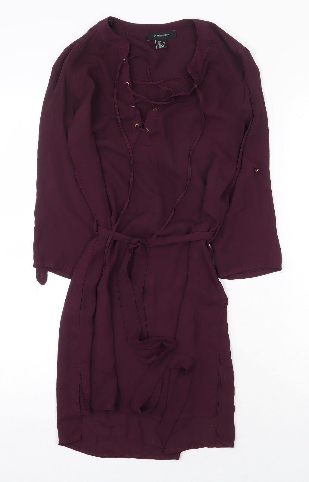 Atmosphere Womens Purple Polyester Sheath Size 6 V-Neck Tie