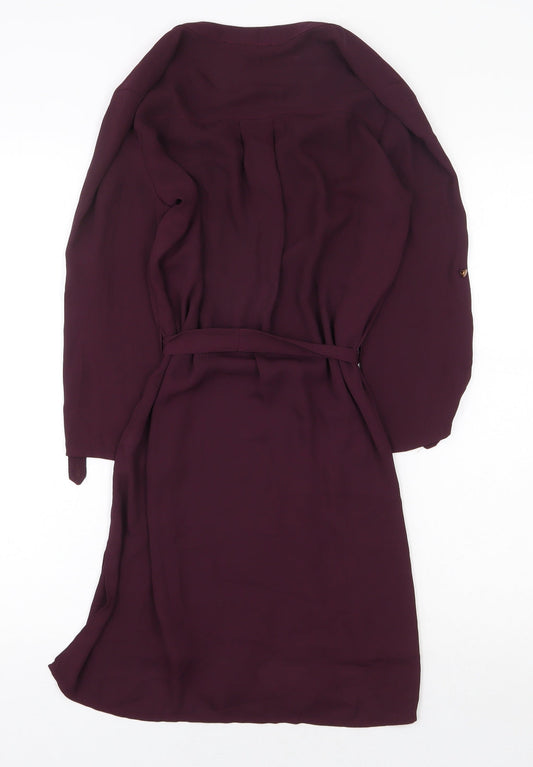 Atmosphere Womens Purple Polyester Sheath Size 6 V-Neck Tie