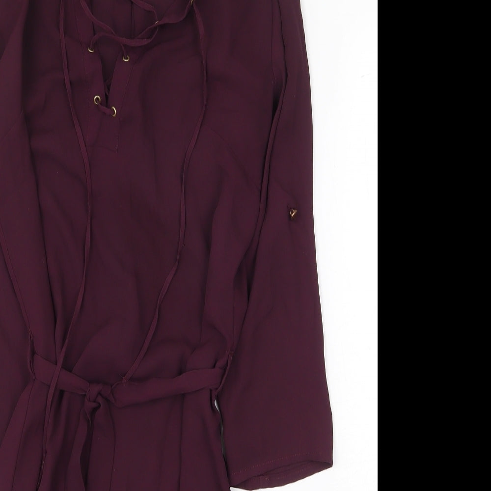 Atmosphere Womens Purple Polyester Sheath Size 6 V-Neck Tie