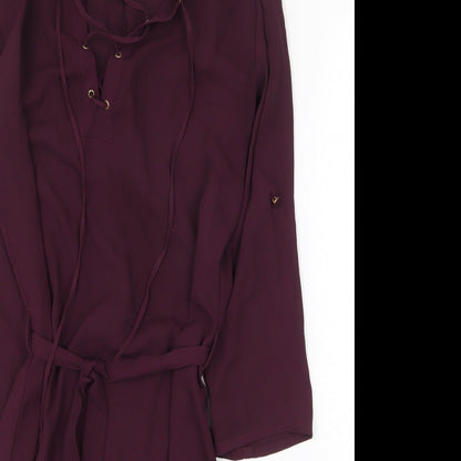 Atmosphere Womens Purple Polyester Sheath Size 6 V-Neck Tie