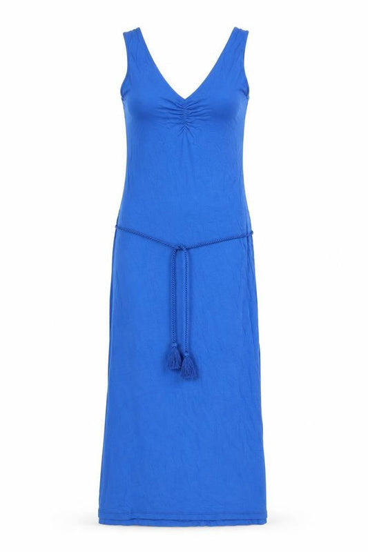 Marks and Spencer Womens Blue Viscose Tank Dress Size 8 V-Neck Tie