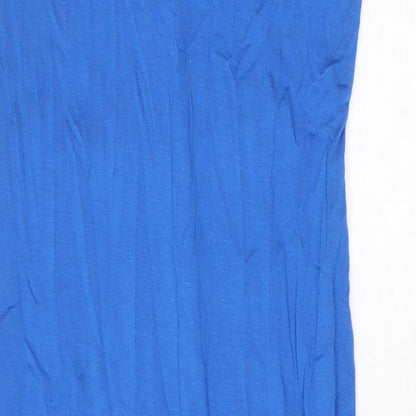Marks and Spencer Womens Blue Viscose Tank Dress Size 8 V-Neck Tie