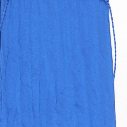 Marks and Spencer Womens Blue Viscose Tank Dress Size 8 V-Neck Tie