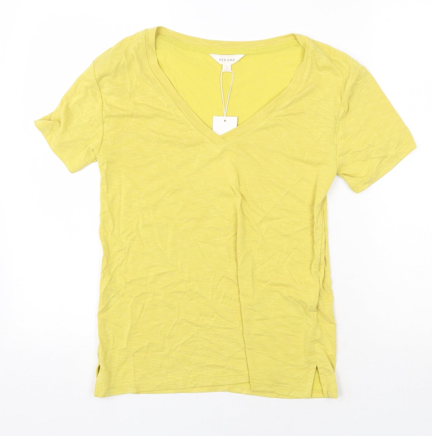 Womens UK Size 6 Per Una Yellow Basic T-Shirt