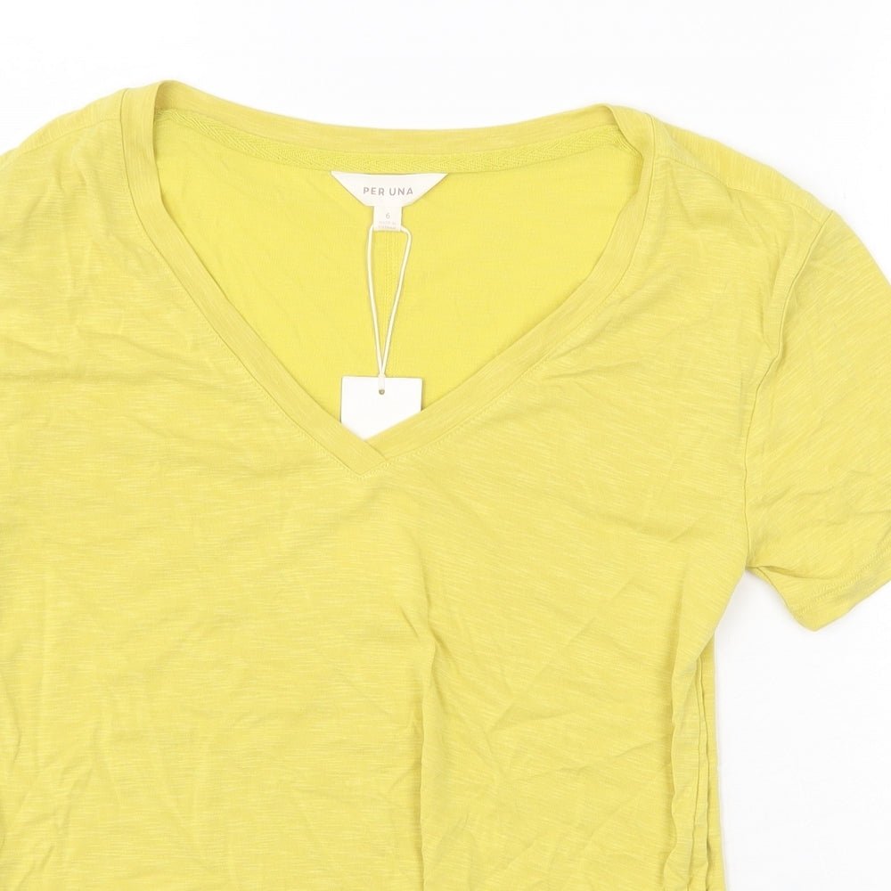 Womens UK Size 6 Per Una Yellow Basic T-Shirt
