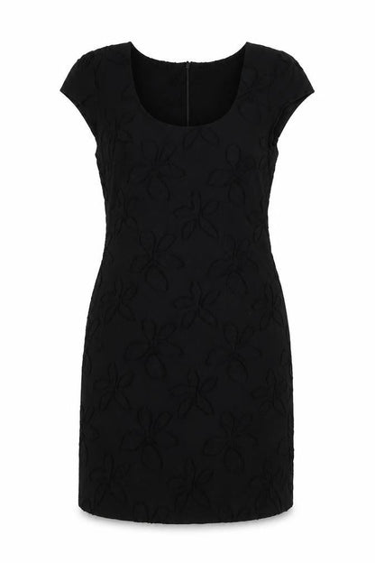 George Womens Black Geometric Polyester Shift Size 10 Round Neck Zip