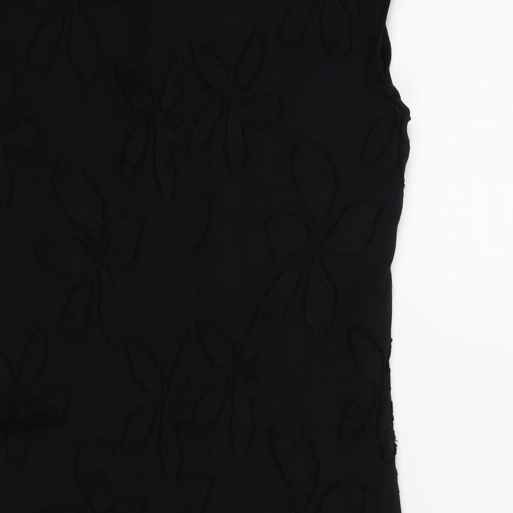 George Womens Black Geometric Polyester Shift Size 10 Round Neck Zip