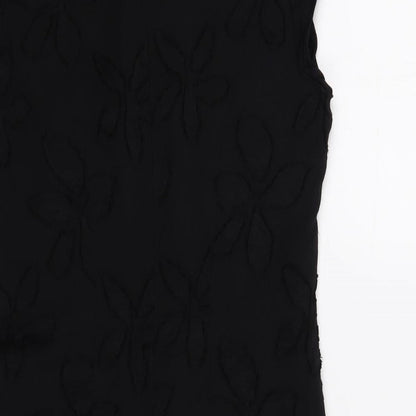 George Womens Black Geometric Polyester Shift Size 10 Round Neck Zip