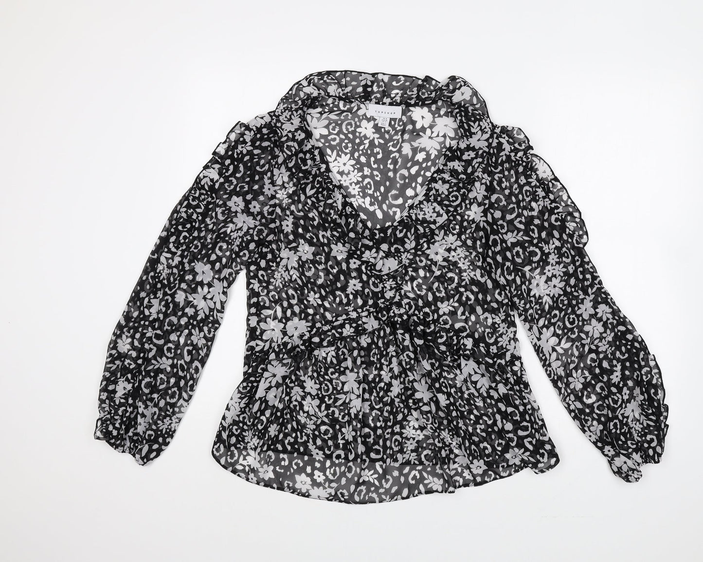 Womens UK Size 8 Topshop Black Basic Blouse