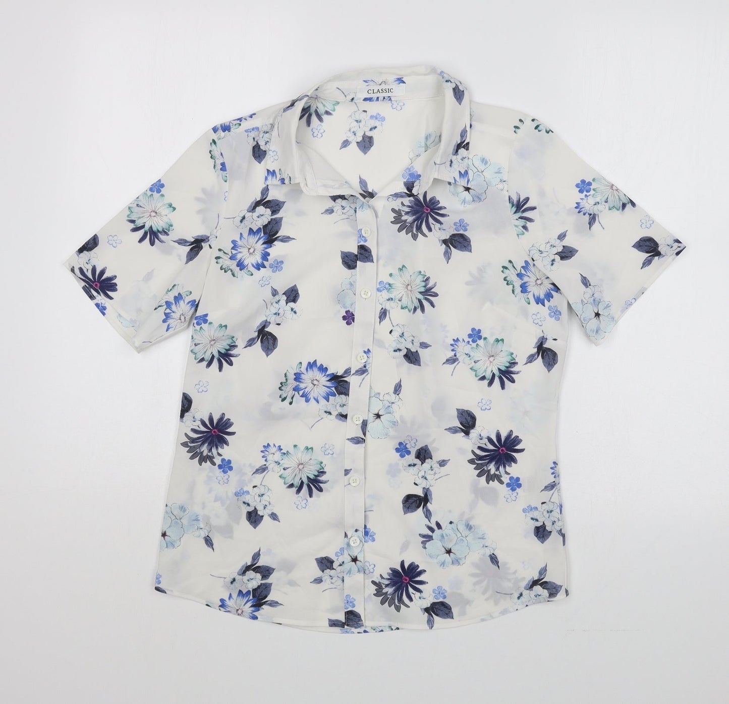 Womens UK Size S Marks and Spencer White Basic Button-Up
