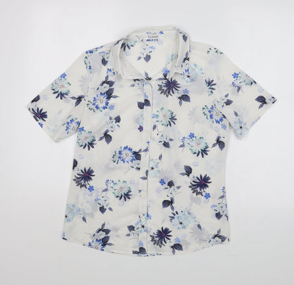 Womens UK Size S Marks and Spencer White Basic Button-Up