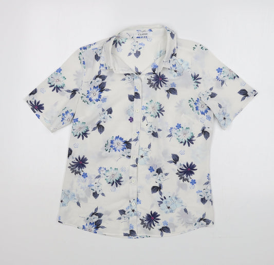 Womens UK Size S Marks and Spencer White Basic Button-Up