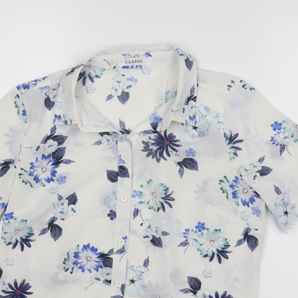 Womens UK Size S Marks and Spencer White Basic Button-Up