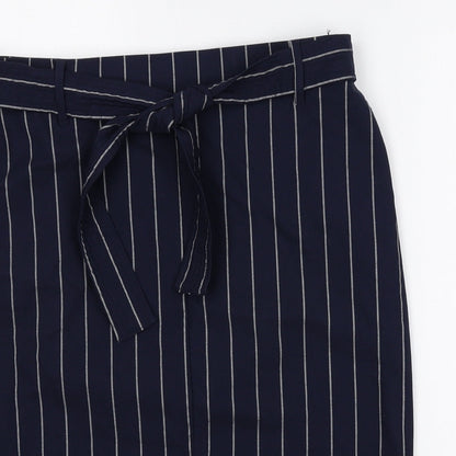 Jules and Leopold Studios Womens Blue Striped Rayon Straight & Pencil Skirt Size L Tie