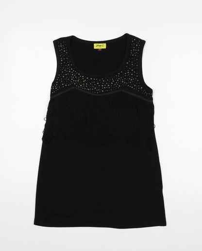 Max C London Womens Black Cotton Basic Tank Size 8 Round Neck