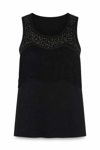 Max C London Womens Black Cotton Basic Tank Size 8 Round Neck
