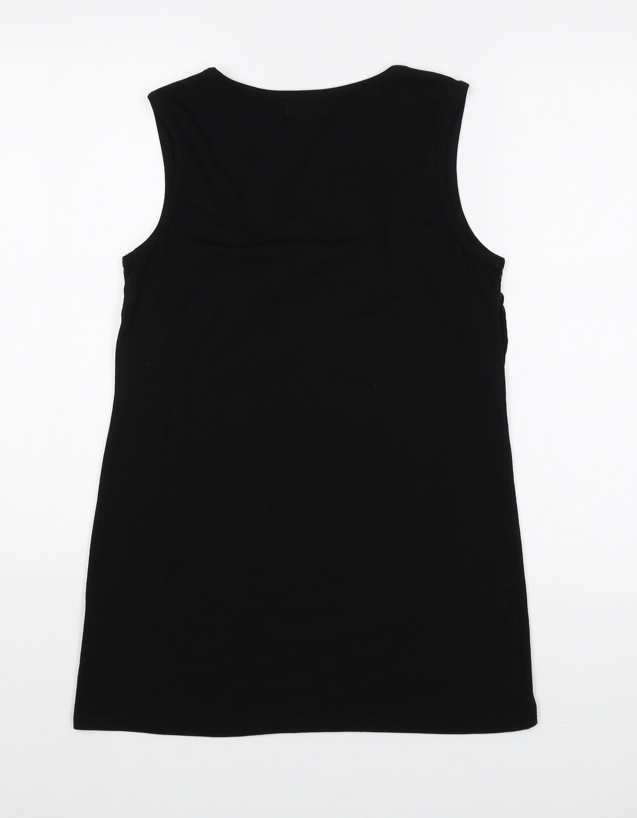 Max C London Womens Black Cotton Basic Tank Size 8 Round Neck
