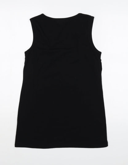 Max C London Womens Black Cotton Basic Tank Size 8 Round Neck