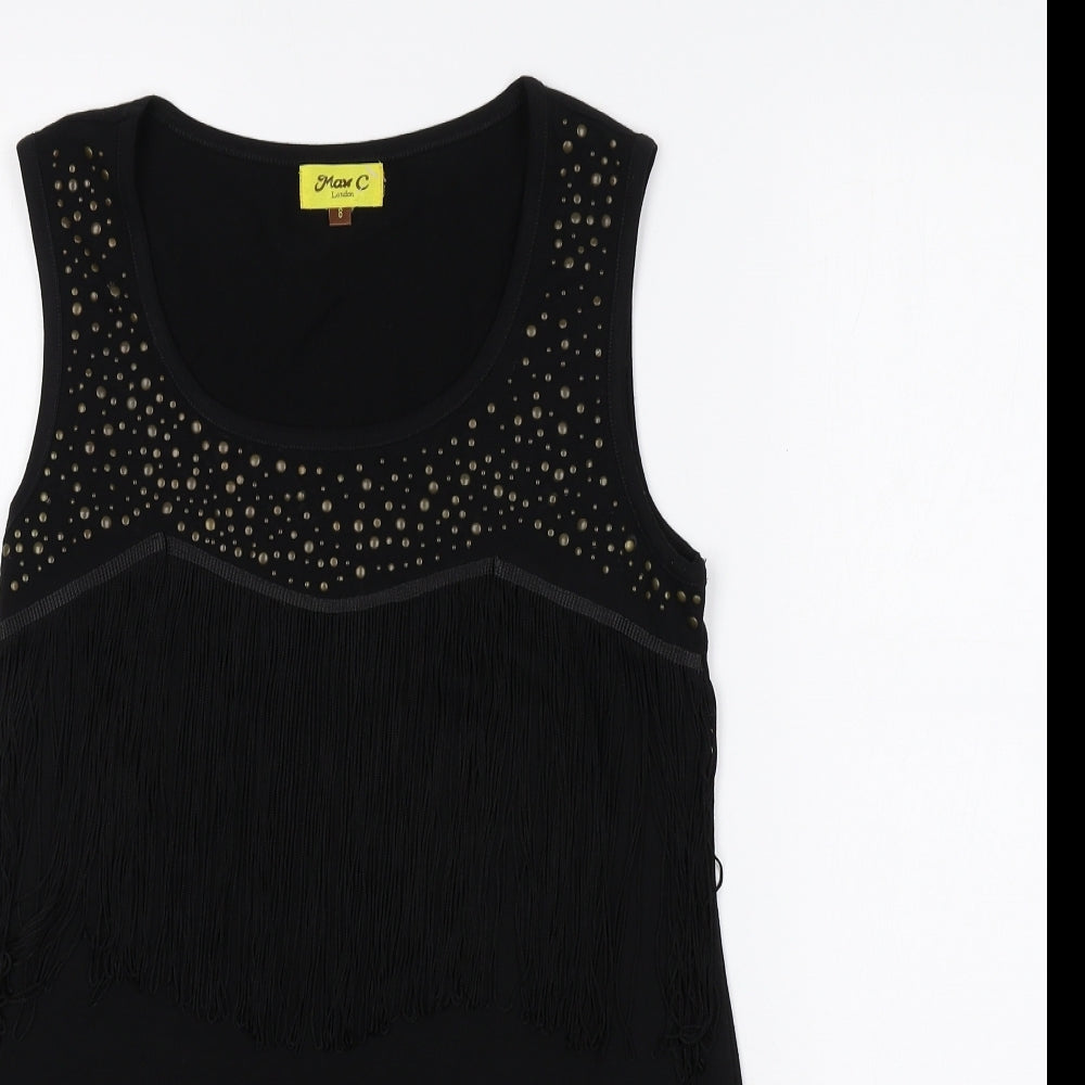Max C London Womens Black Cotton Basic Tank Size 8 Round Neck