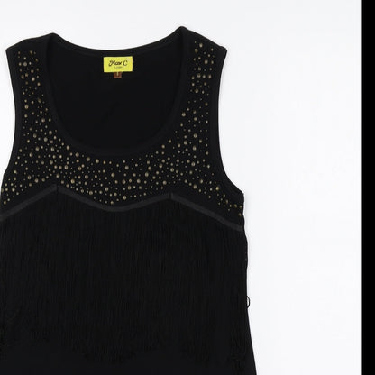 Max C London Womens Black Cotton Basic Tank Size 8 Round Neck