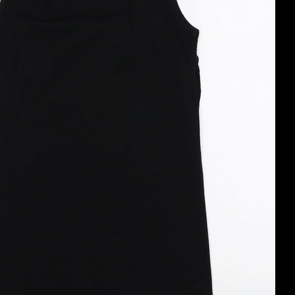 Max C London Womens Black Cotton Basic Tank Size 8 Round Neck