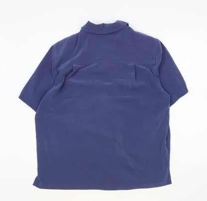 TanJay Womens Blue Polyester Basic Button-Up Size 14 Collared