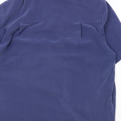 TanJay Womens Blue Polyester Basic Button-Up Size 14 Collared