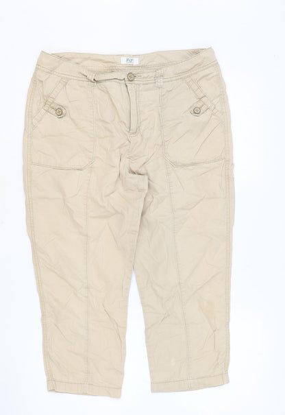 F&F Womens Brown Polyester Pedal Pusher Trousers Size 30 in Regular Zip